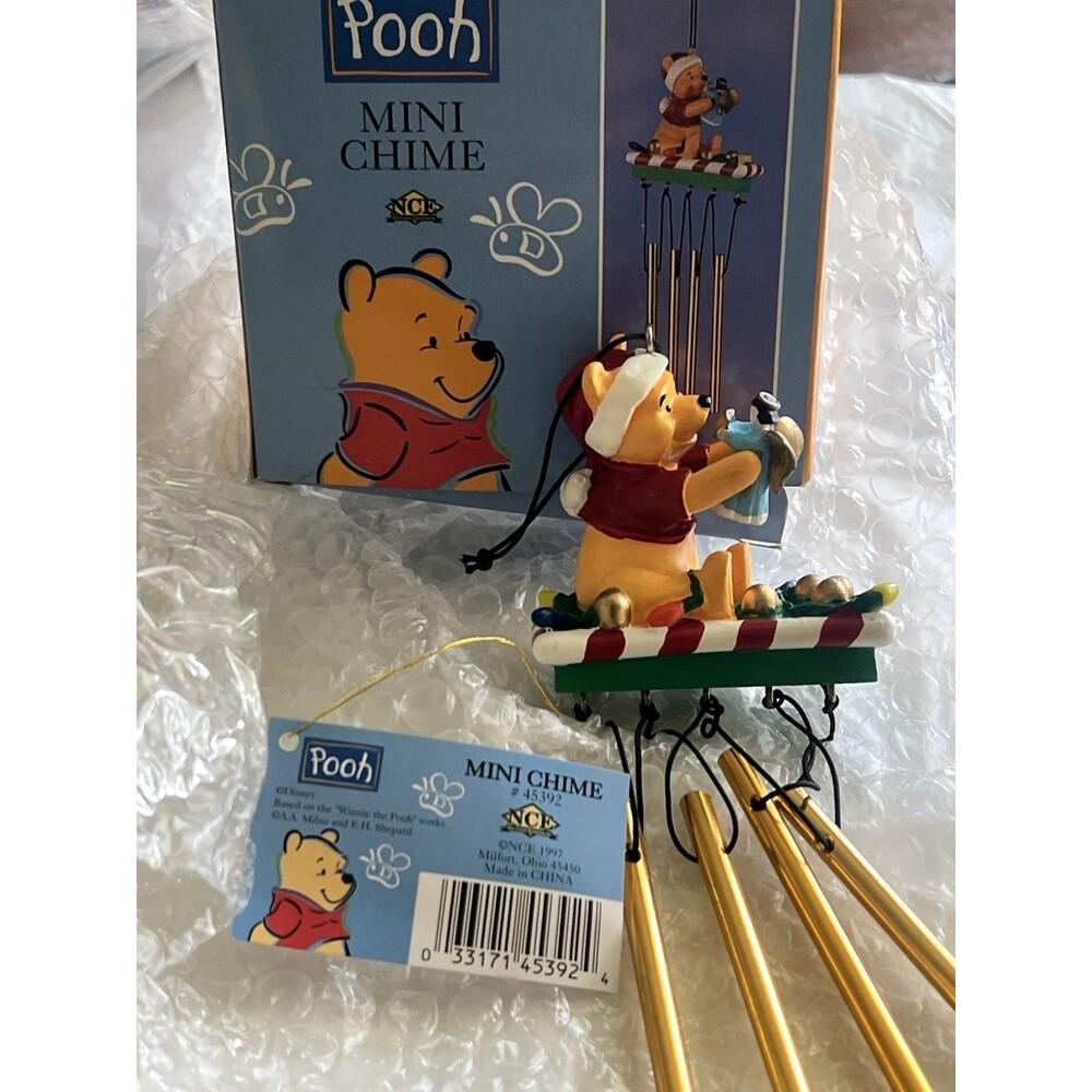Disney Christmas Winnie the Pooh Mini Wind Chime 1997 Tree Ornament Vintage